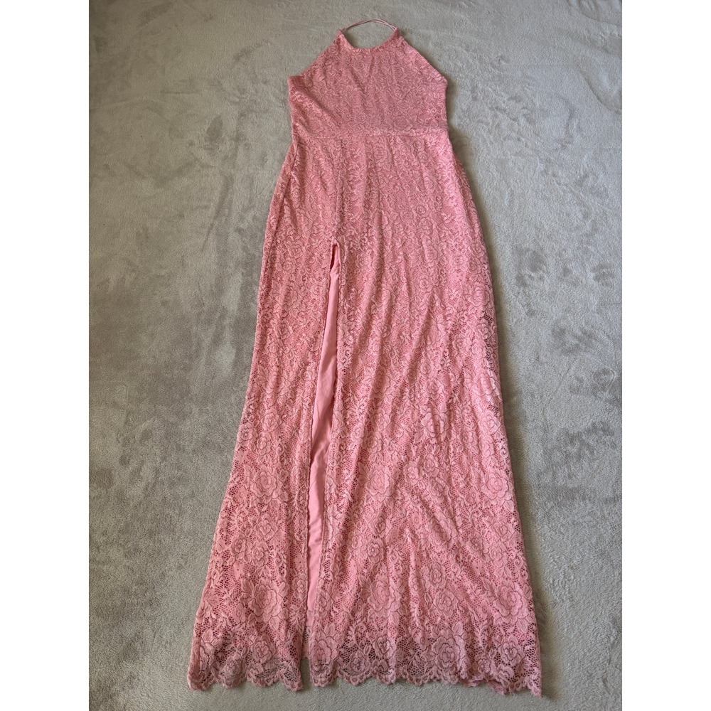 Love by Design Size Large Vesta Stretch Lace Maxi‎ Dress Evening Party Pink